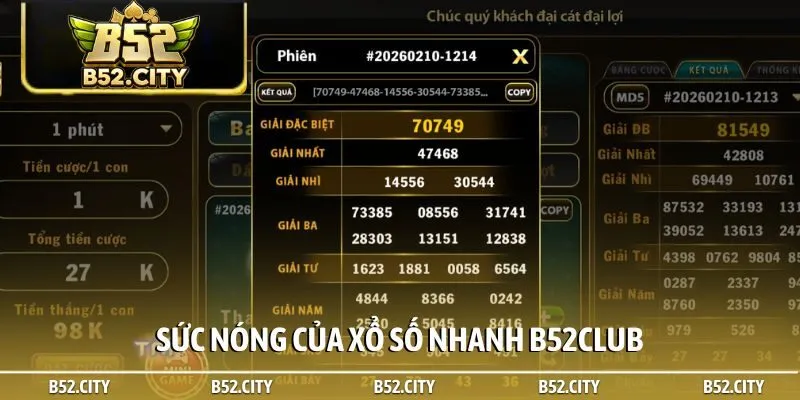 Sức nóng của xổ số nhanh B52club