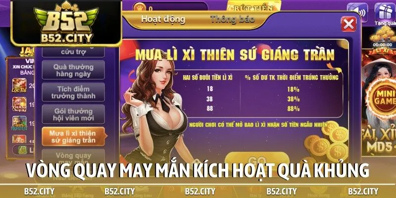 Vòng quay may mắn kích hoạt quà khủng
